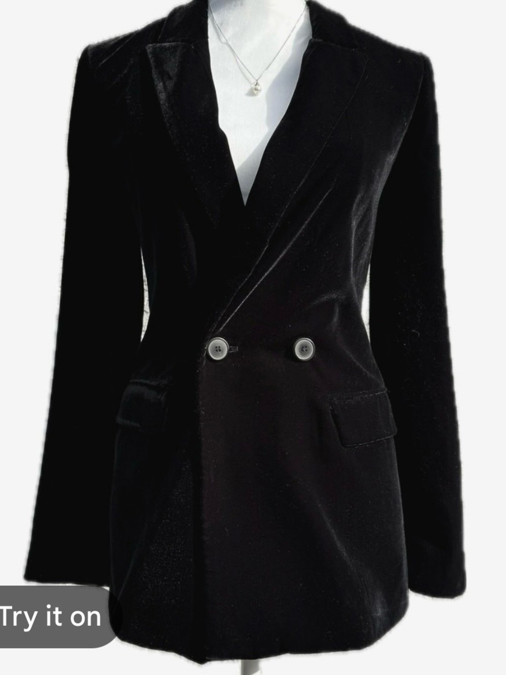 Black Double-Breasted Velvet Blazer Jacket